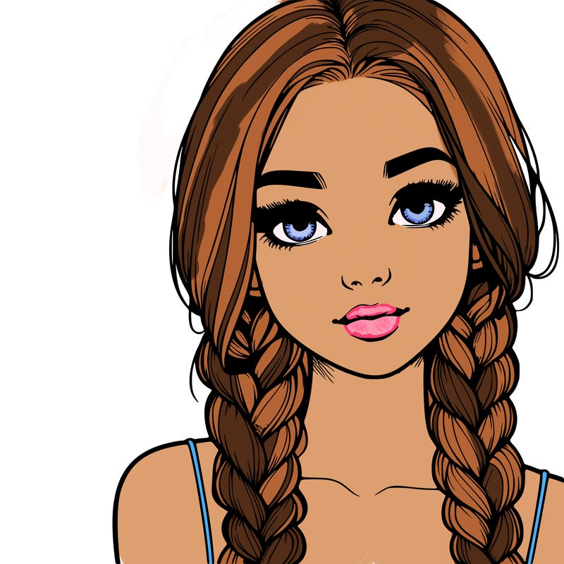 realistic girl with braids