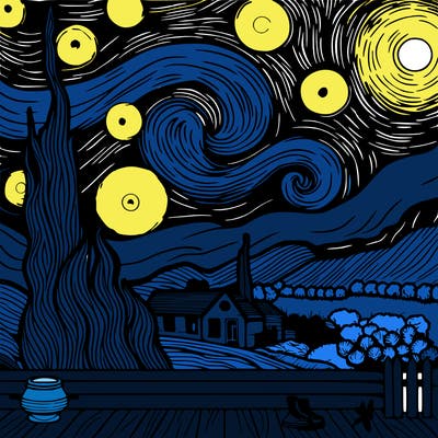 van gogh starry night painting with love