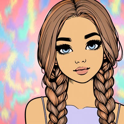 realistic girl with braids
