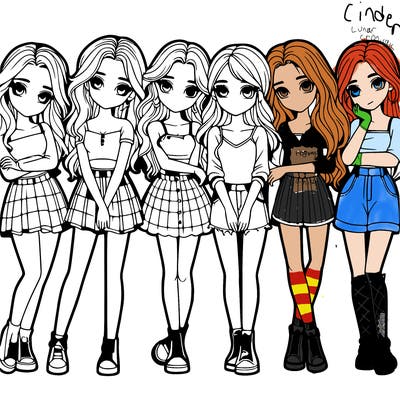 a group of girls realistic