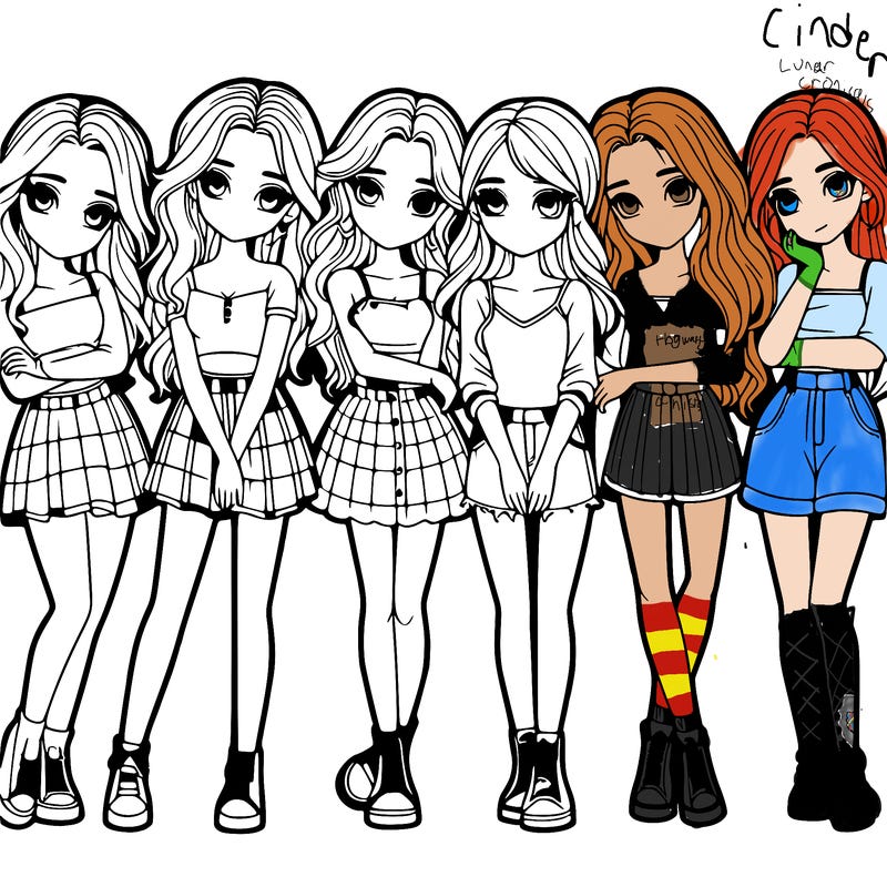 a group of girls realistic