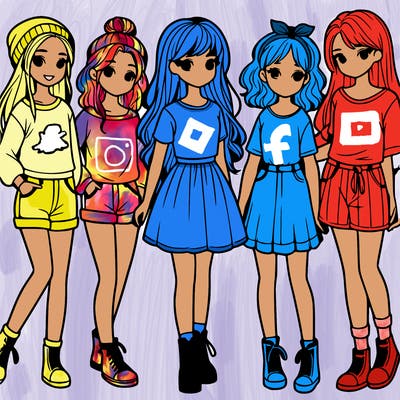 a group of five girls