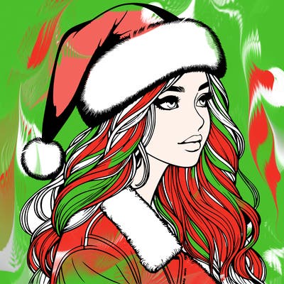 realistic girl in santa hat