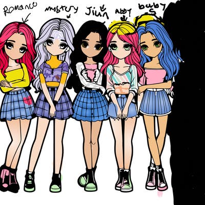 a group of girls realistic