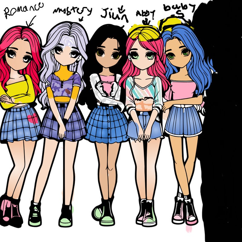 a group of girls realistic