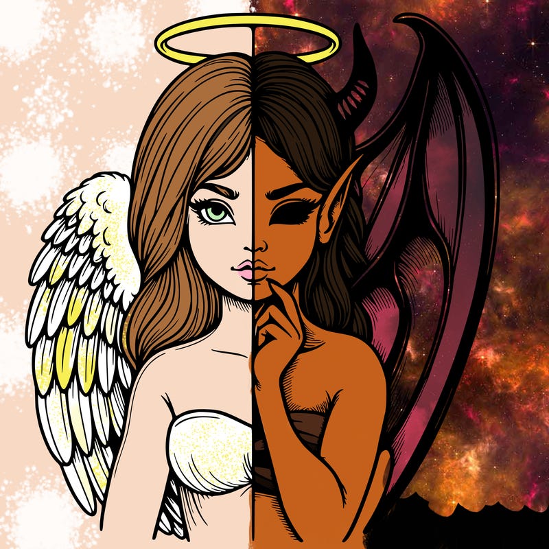 realistic angel half demon