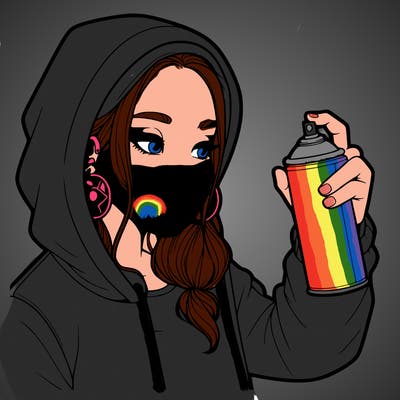 a realistic girl, spray painting