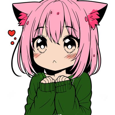 shy anime catgirl