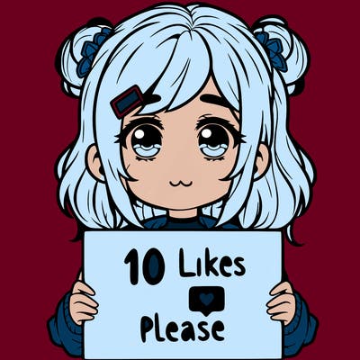 a girl with a sign saying 10 likes please