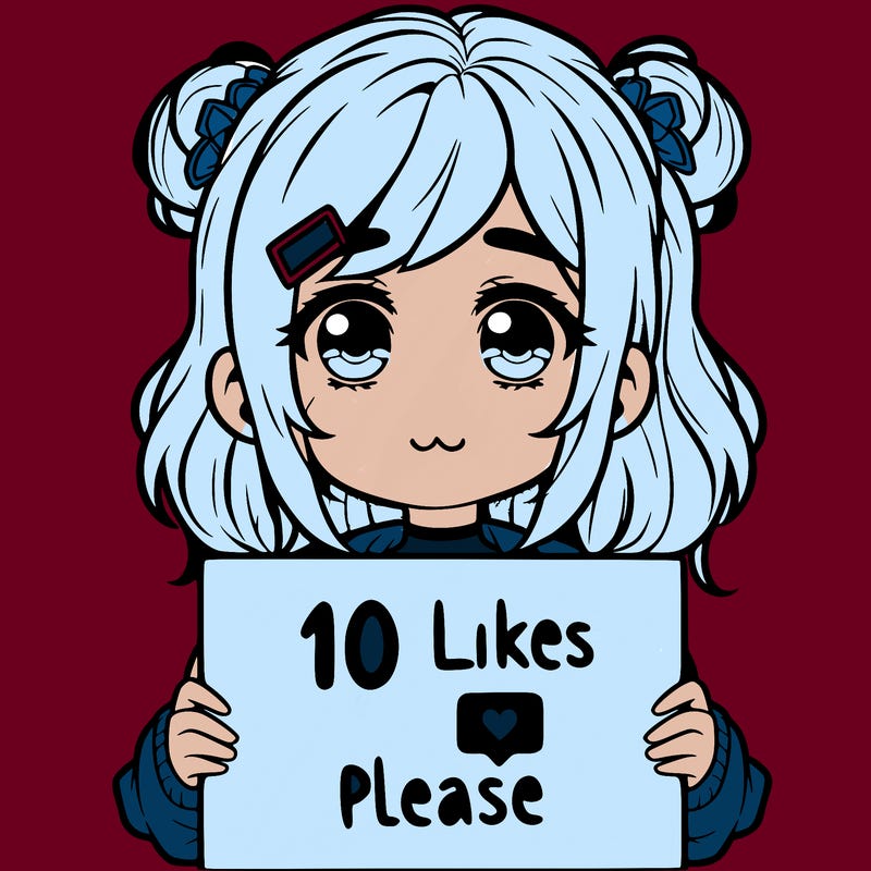 a girl with a sign saying 10 likes please