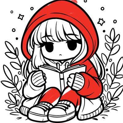 girl in oversized hoodie reading a book