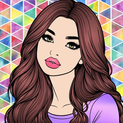 realistic girl with hair on her hair and lips