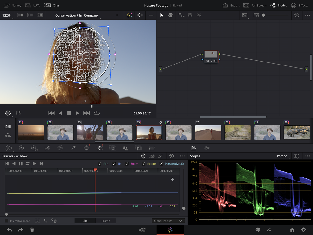 DaVinci Resolve for iPad - DaVinci Resolve for iPad professional color correction and face tracking tools