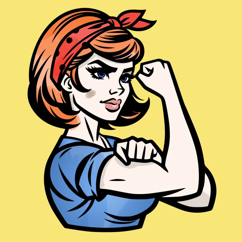strong woman with a 60s american ad style