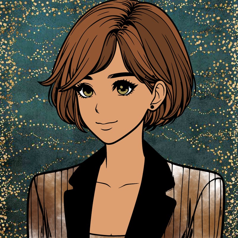one beautiful girl realistic wearing suit with short hair