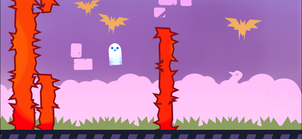 2D 퍼즐 게임에서 가시가 있는 장애물 사이를 점프하는 기사 캐릭터