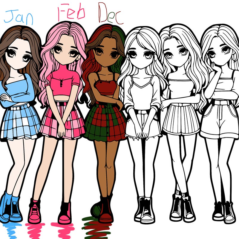 a group of girls realistic