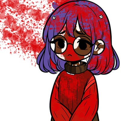 sad girl with glasses in a sweater