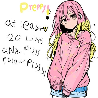 manga teen girl  in a sweater and baggy pants