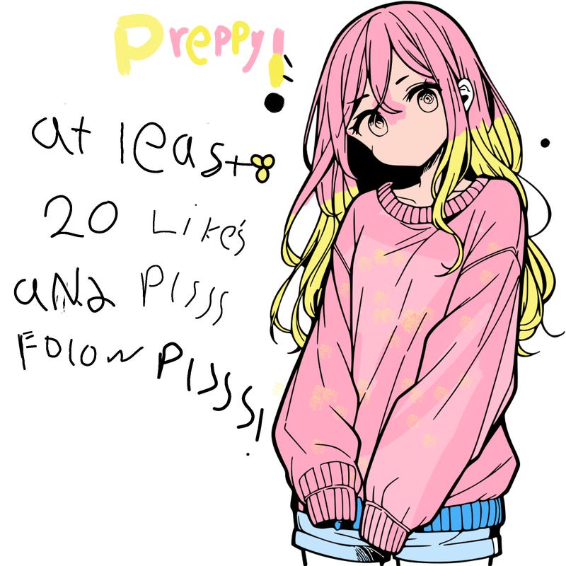 manga teen girl  in a sweater and baggy pants