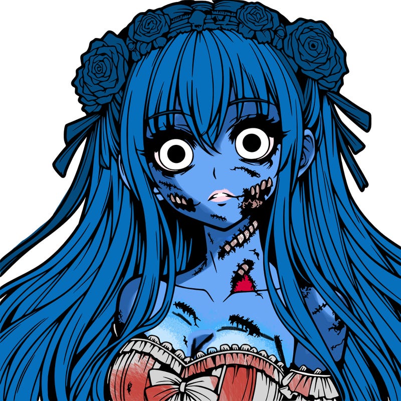 zombie anime girl long haired
