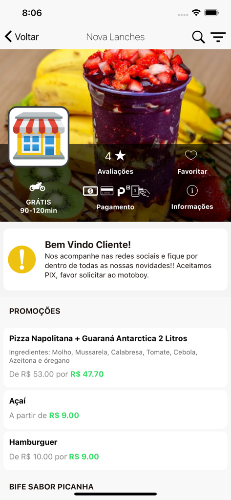 Plus Delivery - Plus Delivery app screen showing a restaurant menu with food deals and promotional prices for pizza and burgers