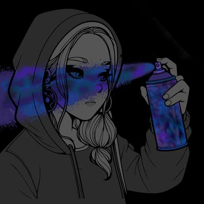 a realistic girl, spray painting