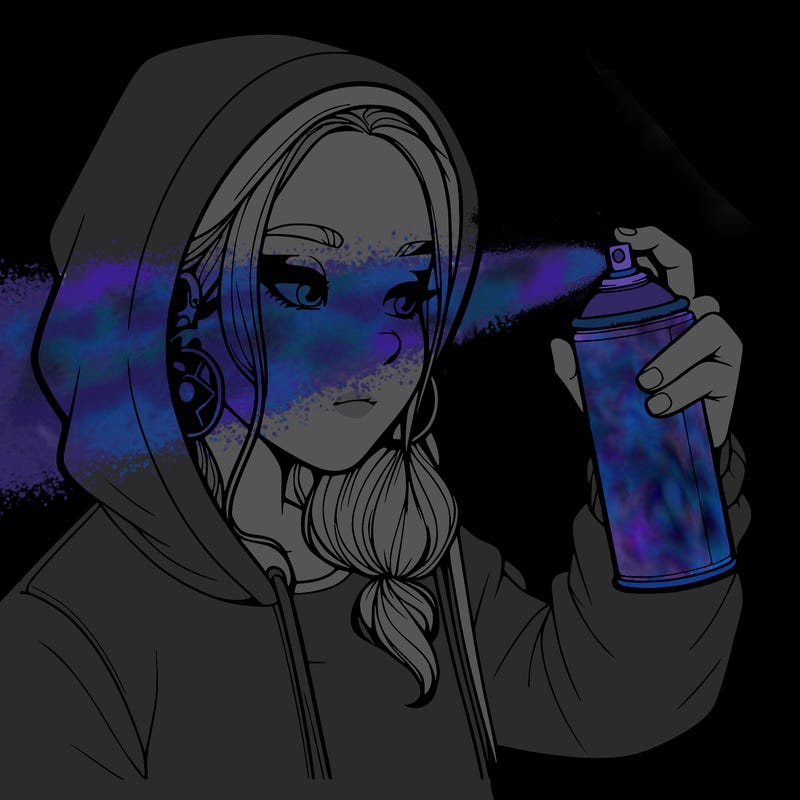 a realistic girl, spray painting