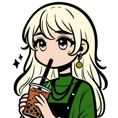 teenage girl drinking boba