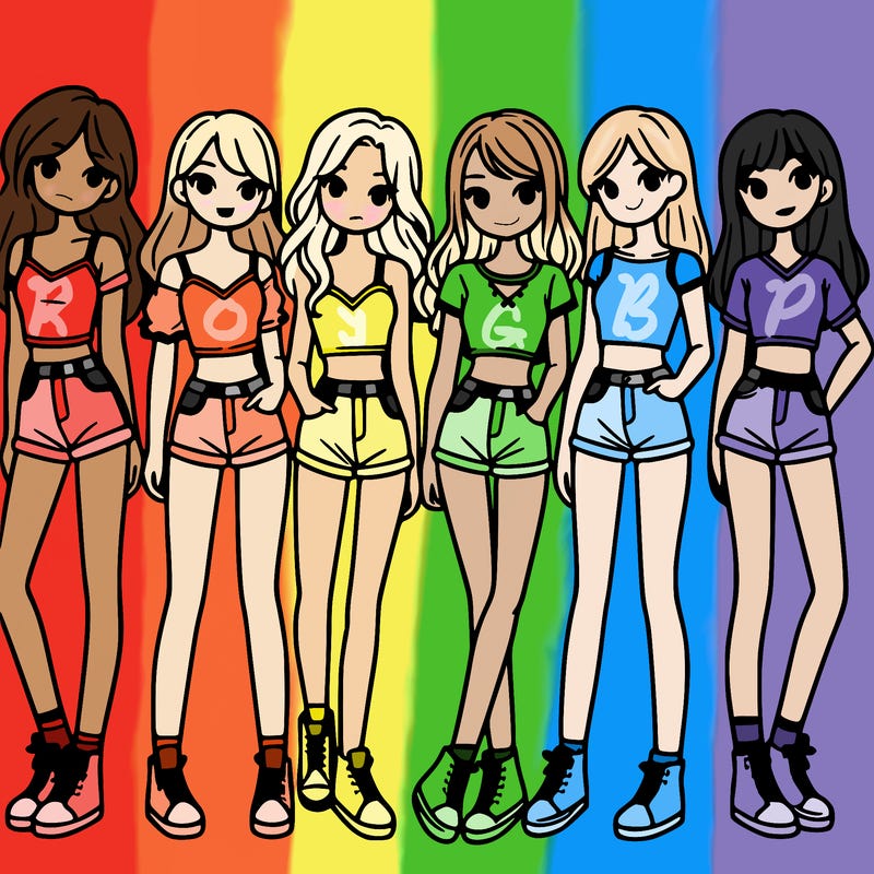 a group of girls wearing crop tops and shorts