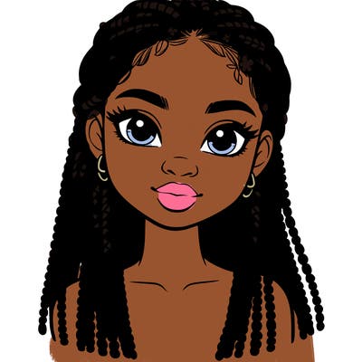 a realistic black girl with braids