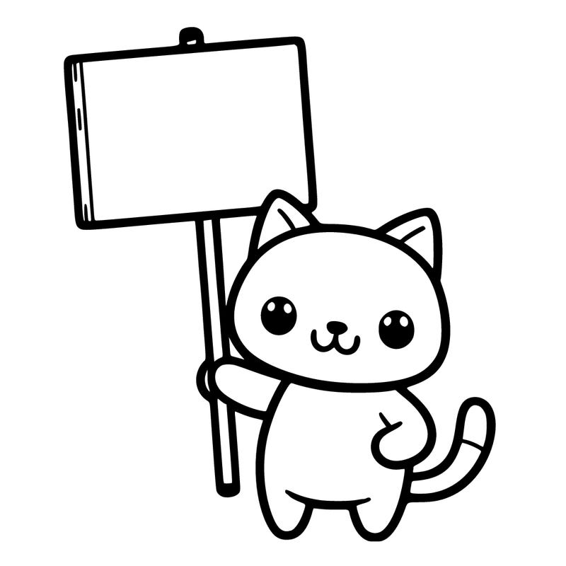 cat holding a sign