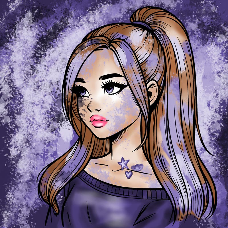 realistic girl with a high ponytail