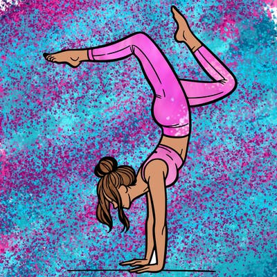 a woman doing a handstand