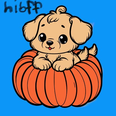 cute little puppy in a pumpkin
