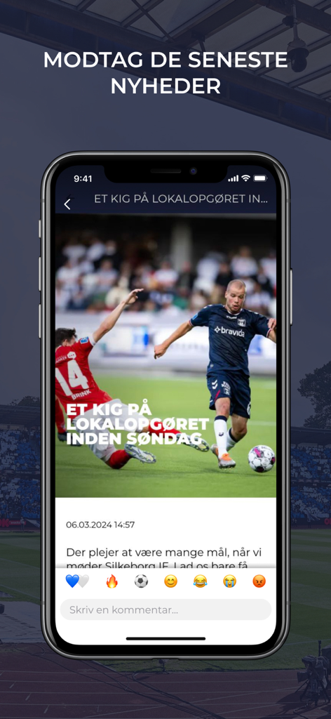 AGF App - Official AGF app displaying a soccer news article with match photos and fan reactions