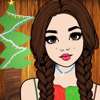 realistic girl with braids