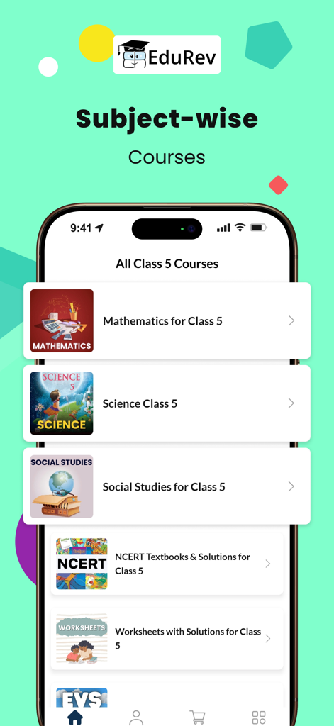 Class 5 CBSE All Subjects App - List of subject-wise courses for CBSE Class 5 including Math and Science