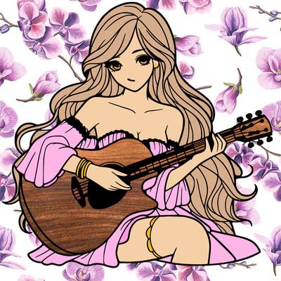 beautiful girl playing the guitar