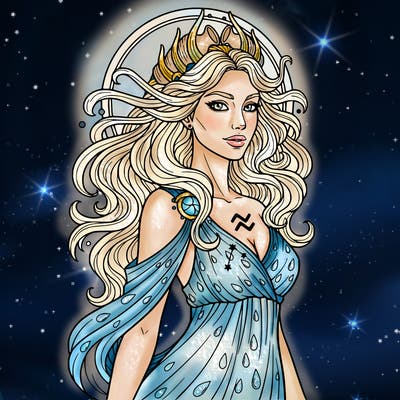 zodiac sign goddess aquarius head to shoulders