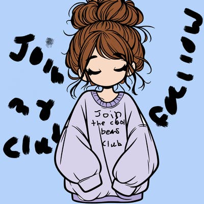 girl with baggy sweatshirt and messy bun