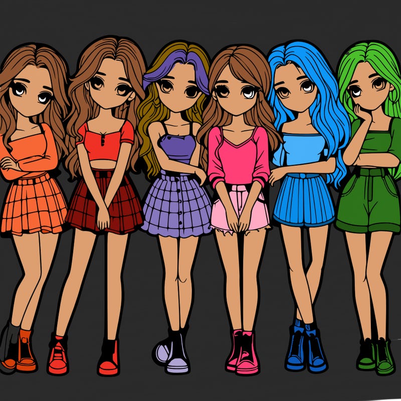 a group of girls realistic