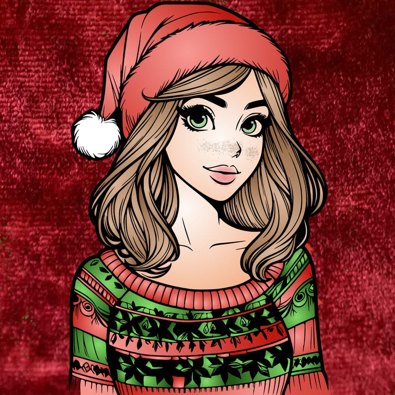 realistic lady in a christmas sweater