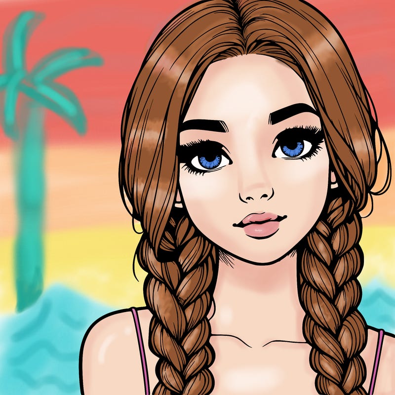 realistic girl with braids