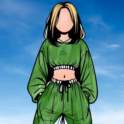 realistic girl faceless with baggy pants and a crop top