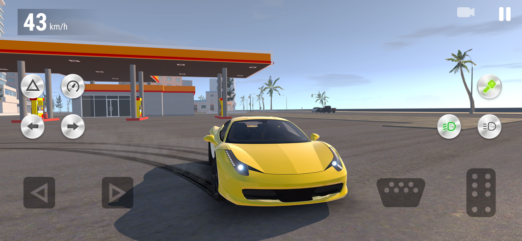 Real Driving School - Deportivo amarillo derrapando en el juego móvil Real Driving School