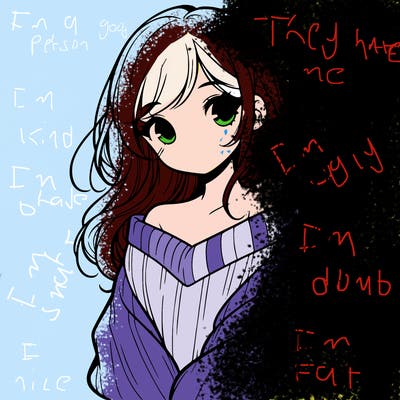 shy pretty girl wearing a sweater that is falling off one shoulder portrait