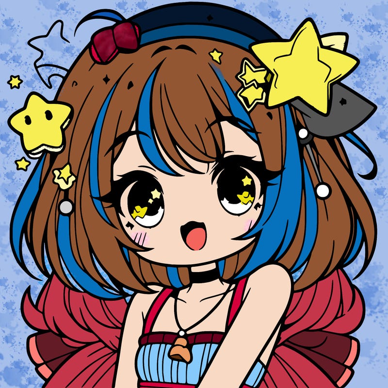 cute anime girl with star accessories