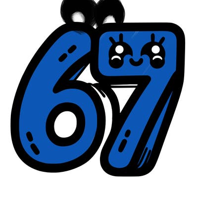 the numbers 67