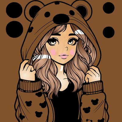 realistic girl in a animal pjs hoodie
